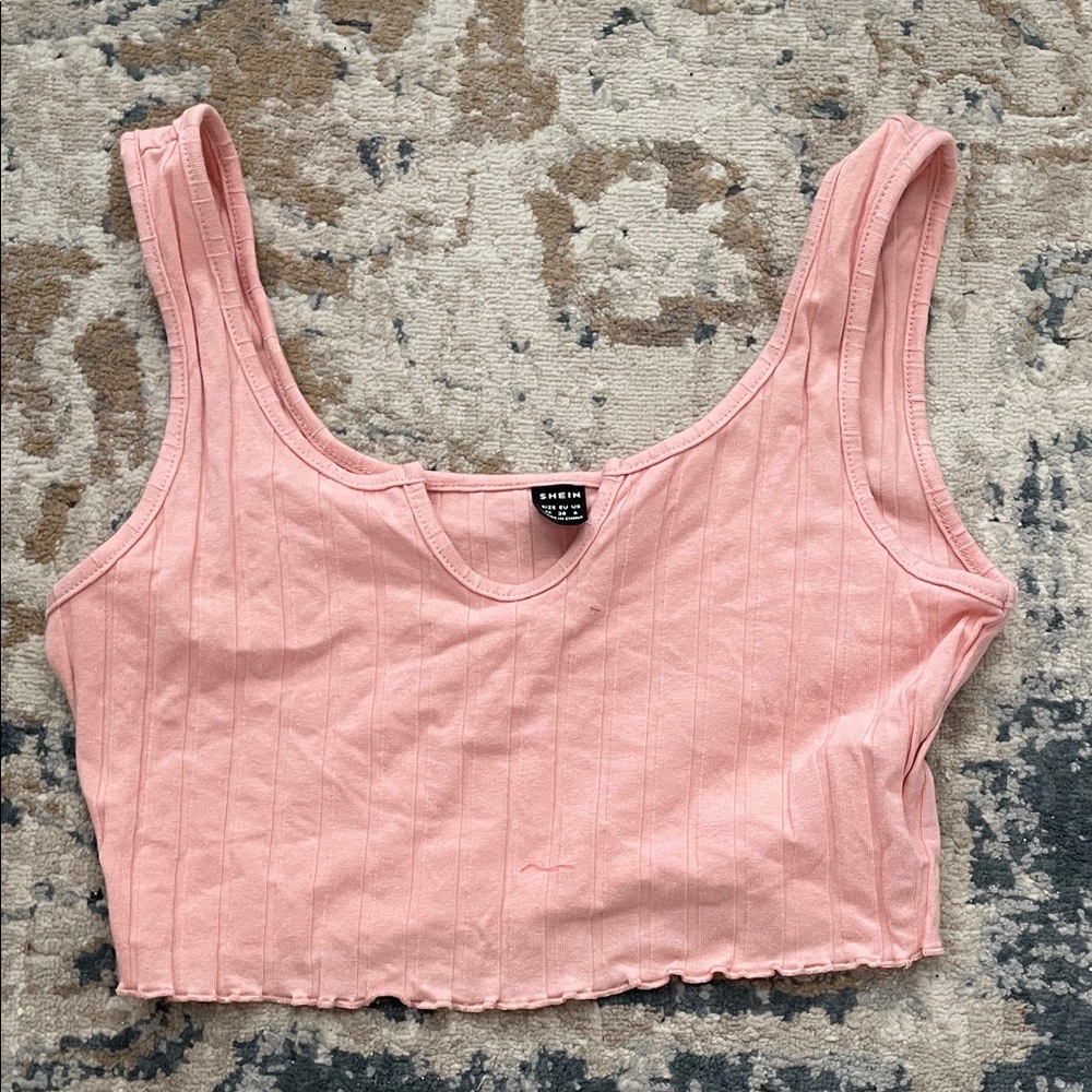 SHEIN Light Pink Ribbed Tank Top